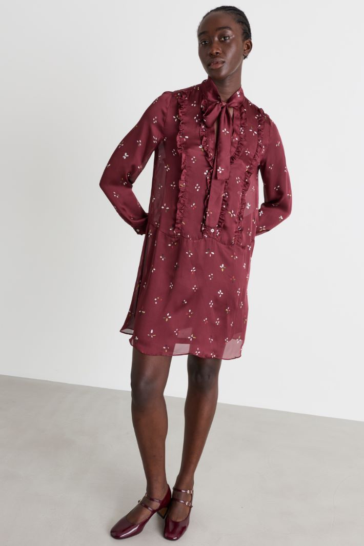 Ruffle-detail dress - BORDEAUX - Intrend - 2