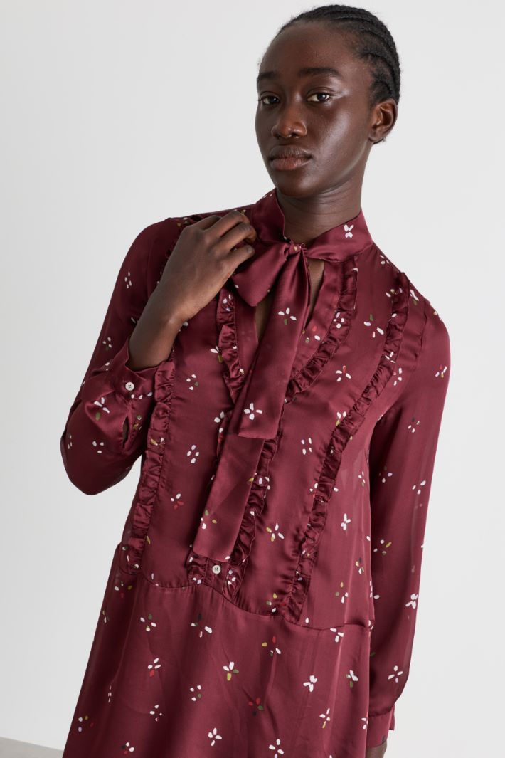 Ruffle-detail dress - BORDEAUX - Intrend - 3