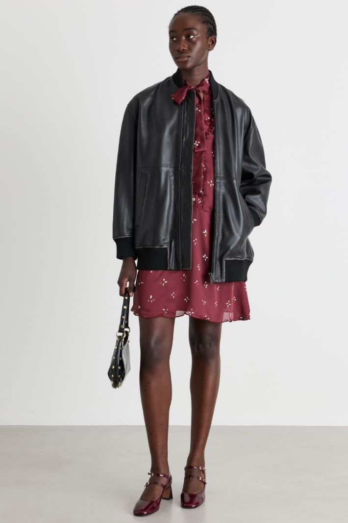 Ruffle-detail dress - BORDEAUX - Intrend
