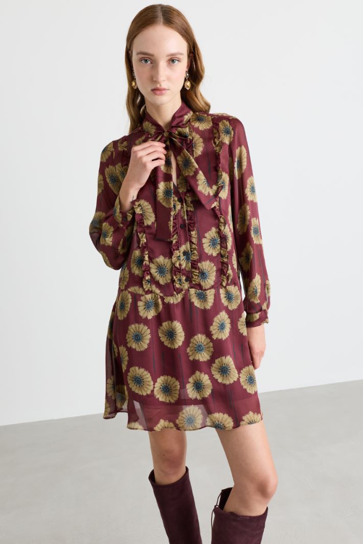 Ruffle-detail dress - BORDEAUX CAMEL - Intrend - 2