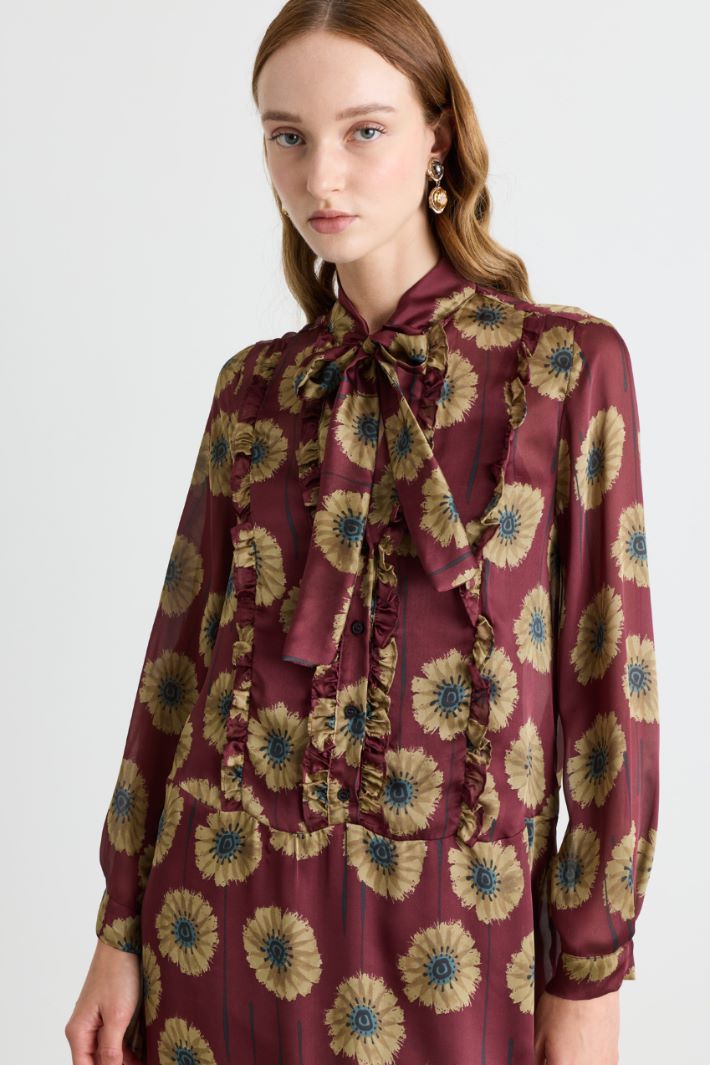 Ruffle-detail dress - BORDEAUX CAMEL - Intrend - 3