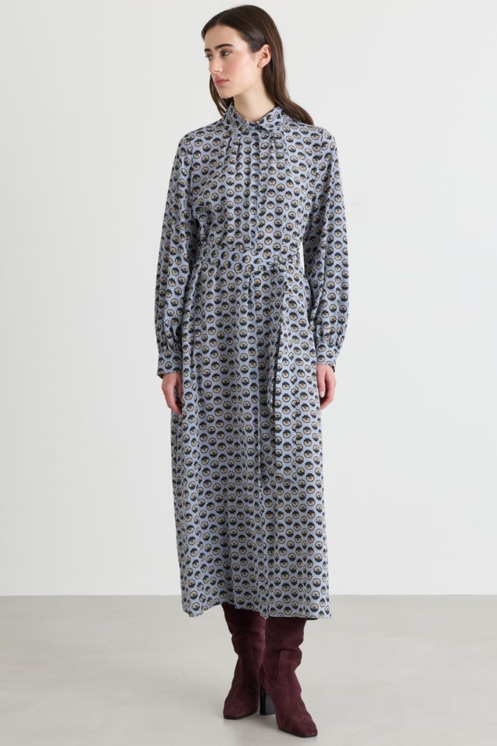 Long belted shirt dress - LIGHT BLUE - Intrend - 2