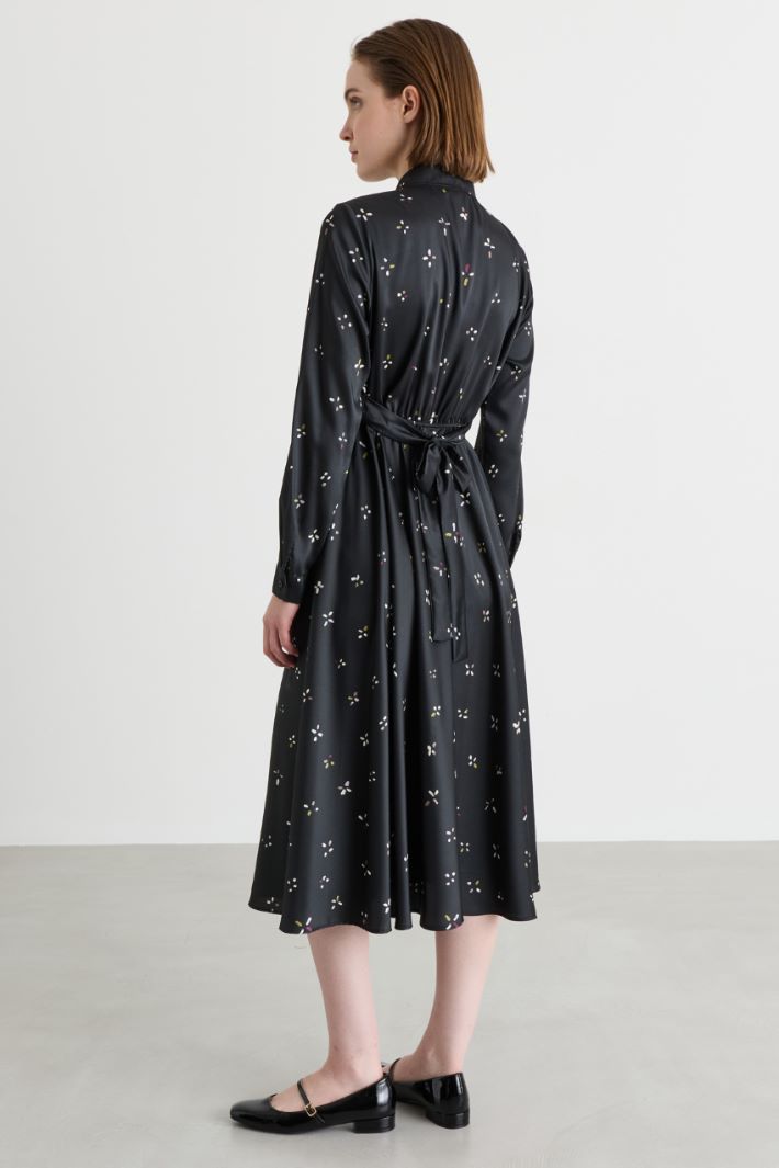 Printed twill dress - BLACK - Intrend - 4