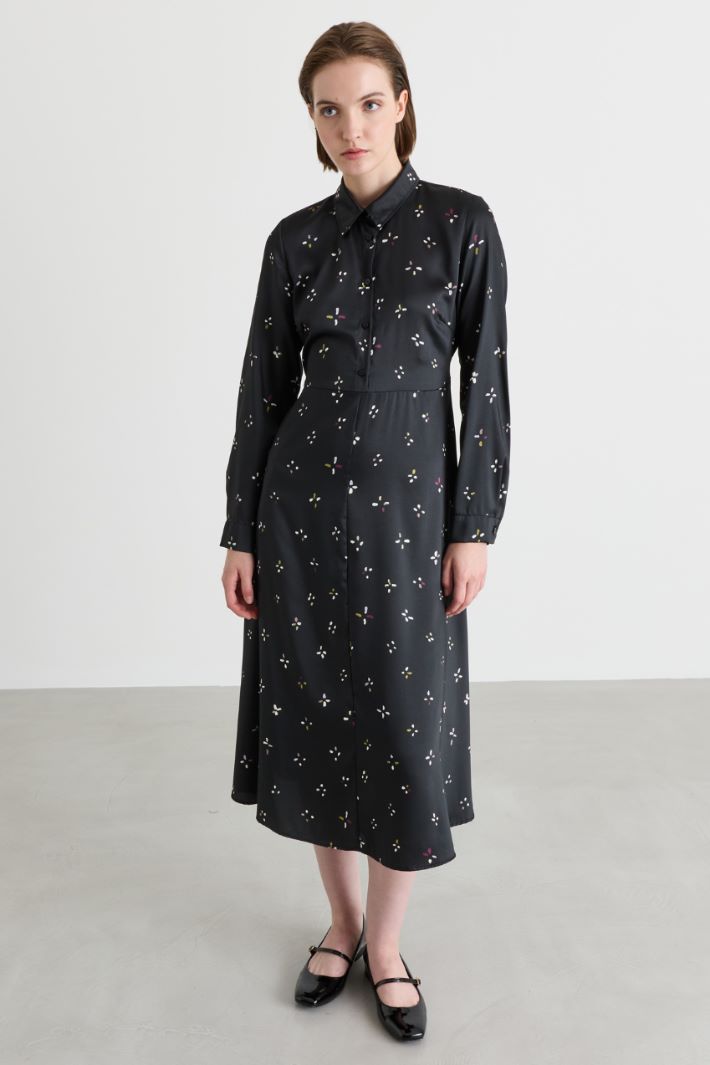 Printed twill dress - BLACK - Intrend - 2