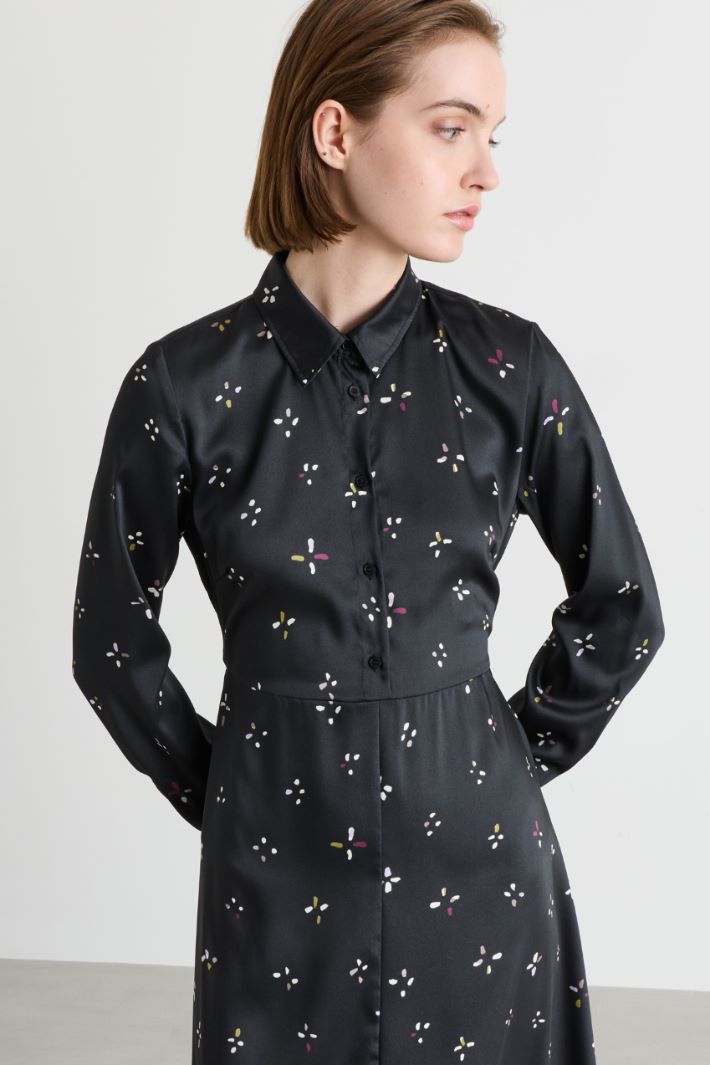 Printed twill dress - BLACK - Intrend - 3
