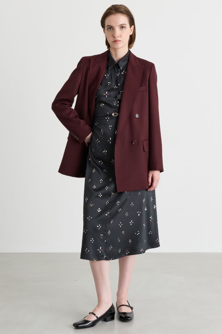 Printed twill dress - BLACK - Intrend