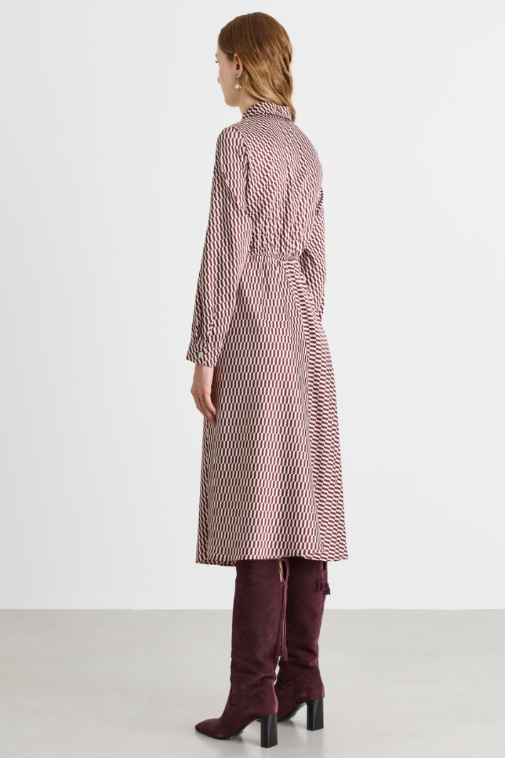 Printed twill dress - BORDEAUX - Intrend - 4