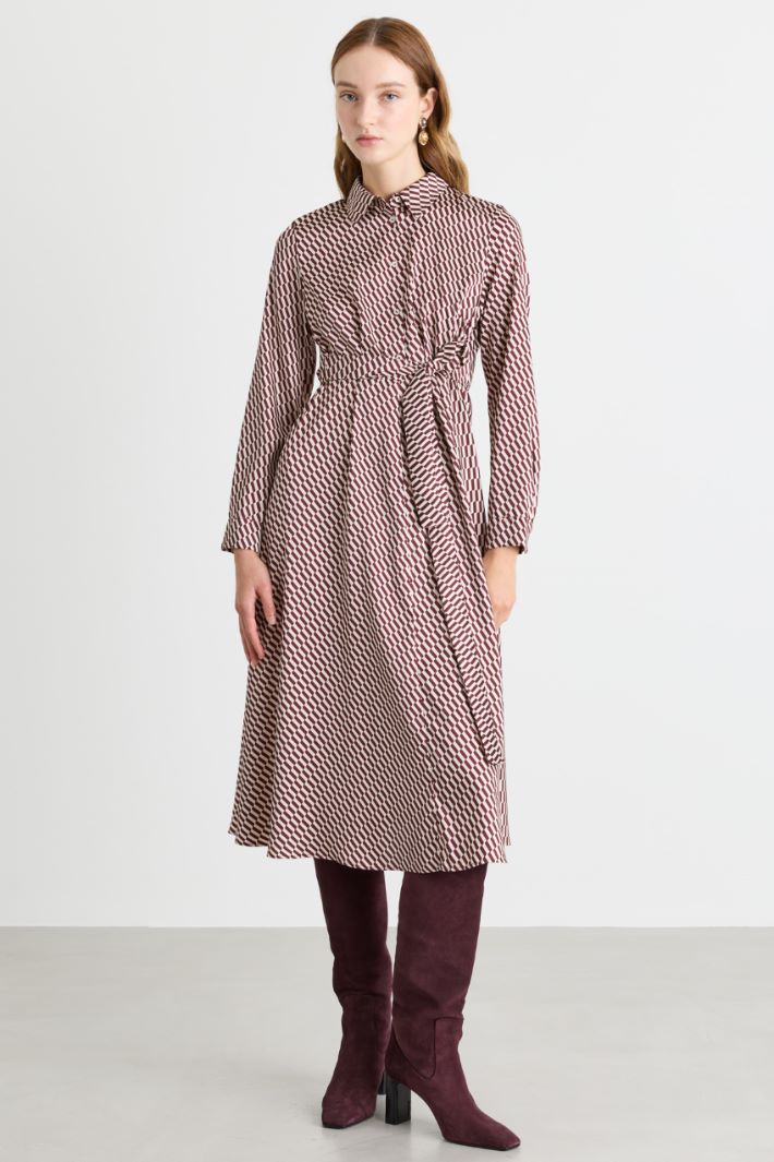 Printed twill dress - BORDEAUX - Intrend - 2