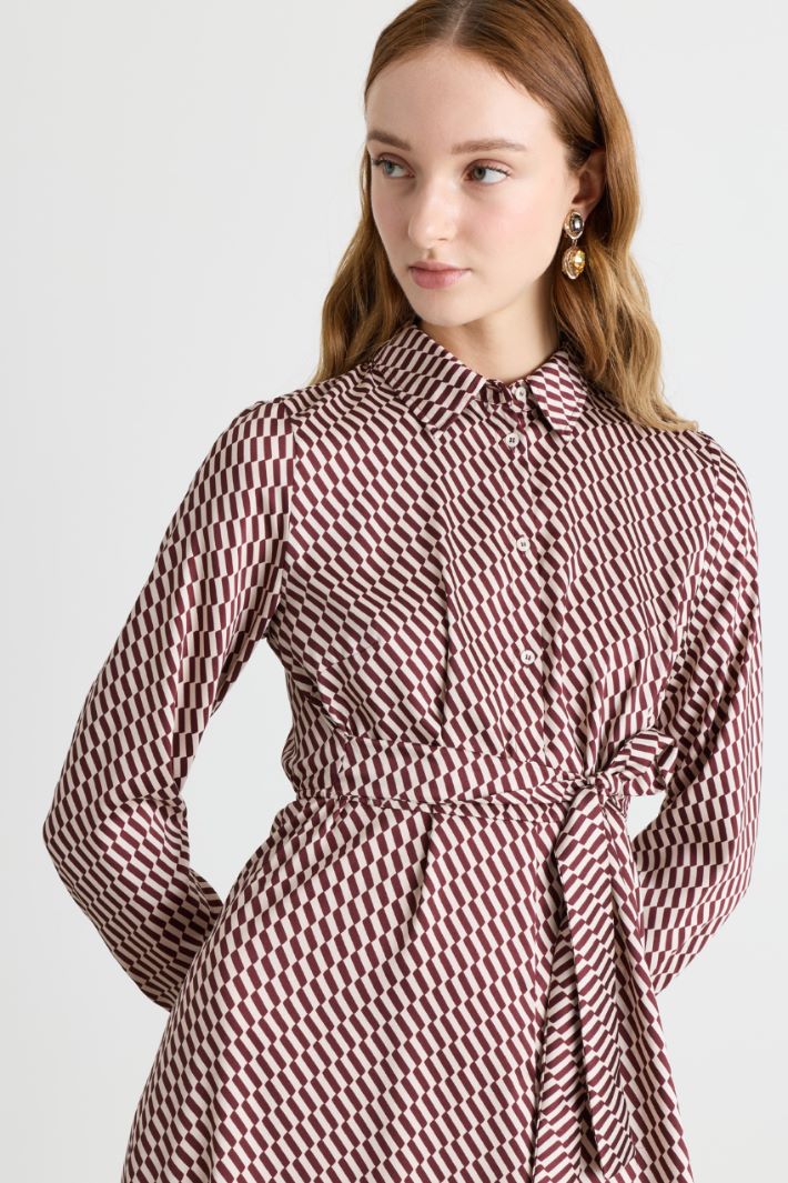 Printed twill dress - BORDEAUX - Intrend - 3