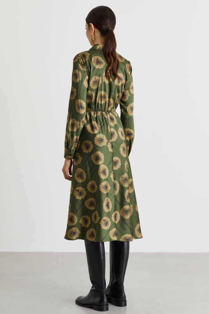 Printed twill dress - GREEN - Intrend - 4
