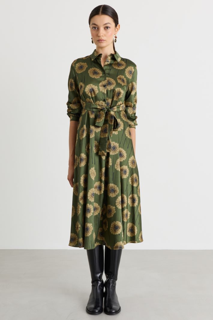 Printed twill dress - GREEN - Intrend - 2