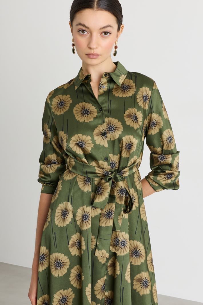 Printed twill dress - GREEN - Intrend - 3