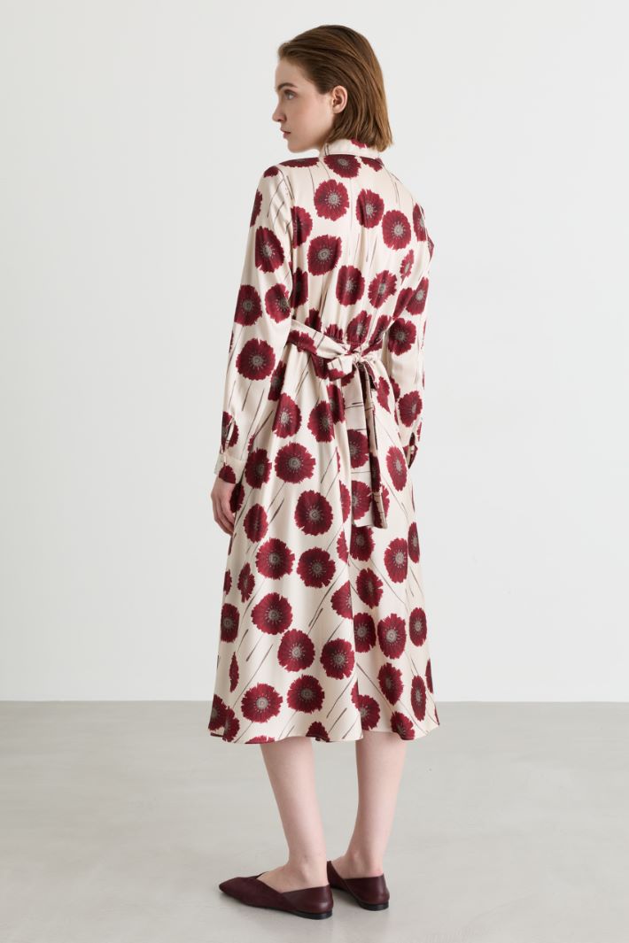Printed twill dress - WHITE BORDEAUX - Intrend - 4