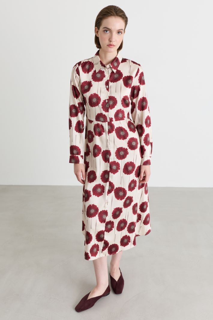 Printed twill dress - WHITE BORDEAUX - Intrend - 2