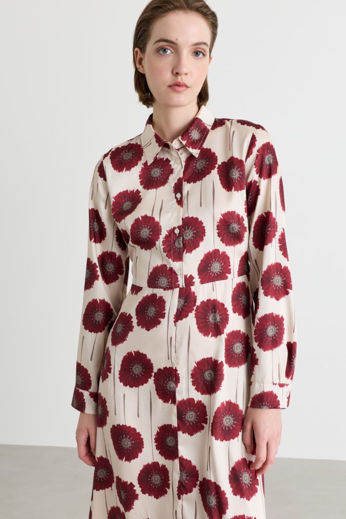 Printed twill dress - WHITE BORDEAUX - Intrend - 3