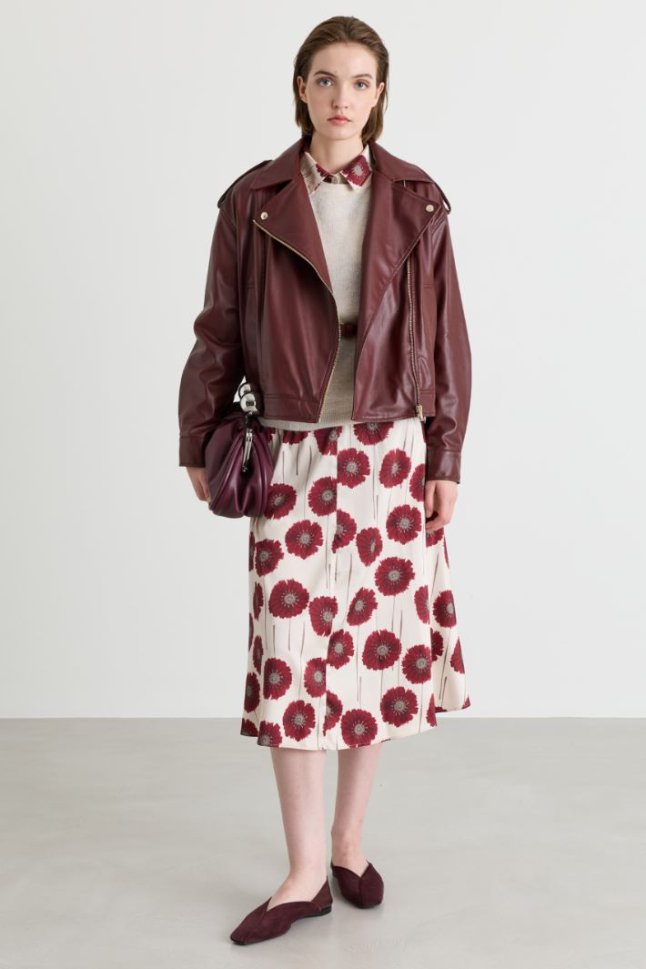 Printed twill dress - WHITE BORDEAUX - Intrend