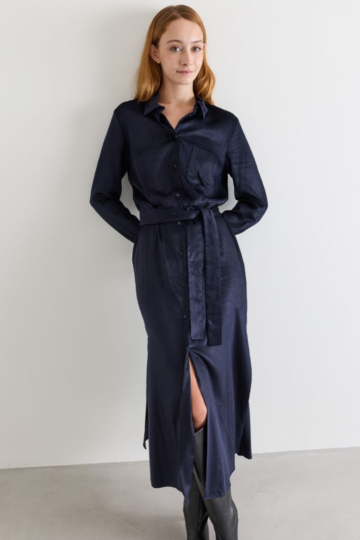 Corduroy Shirt Dress - BLUE - Intrend - 2
