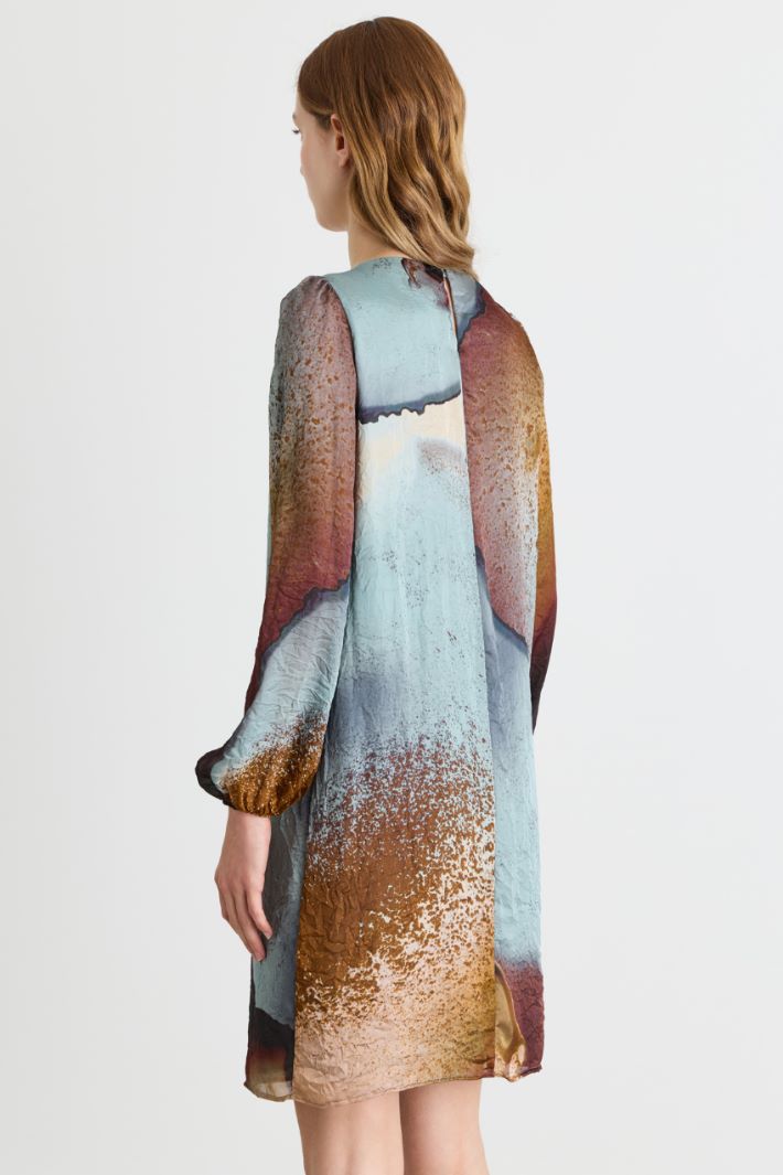 Straight satin dress - LIGHT BLUE BROWN - Intrend - 4