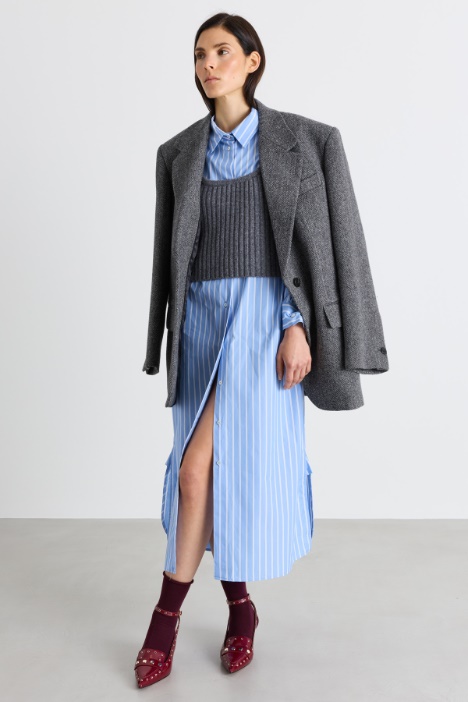 Long Poplin Shirt Dress - Intrend
