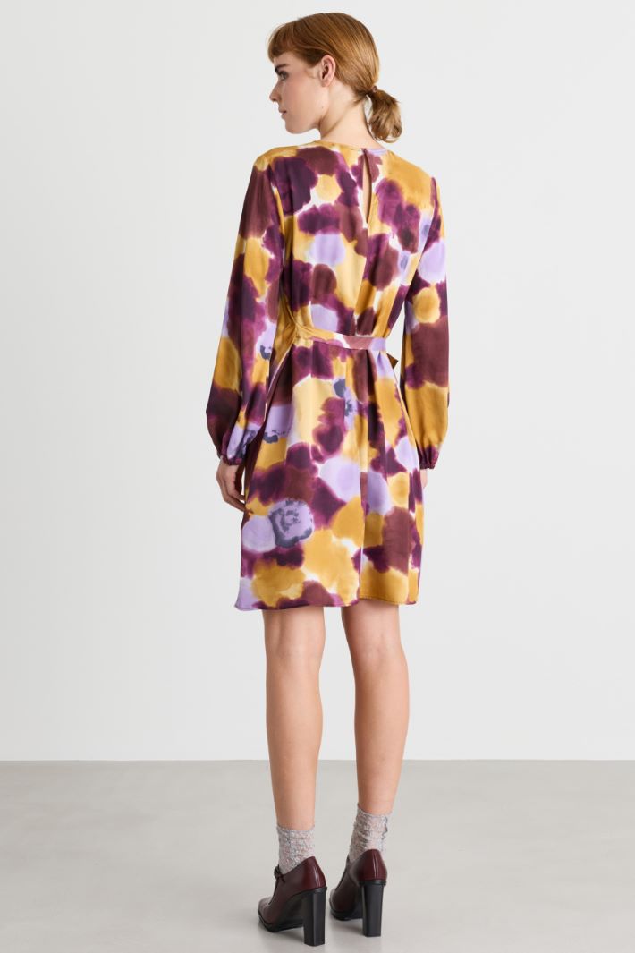Twill dress with sash - ORANGE VIOLET - Intrend - 4