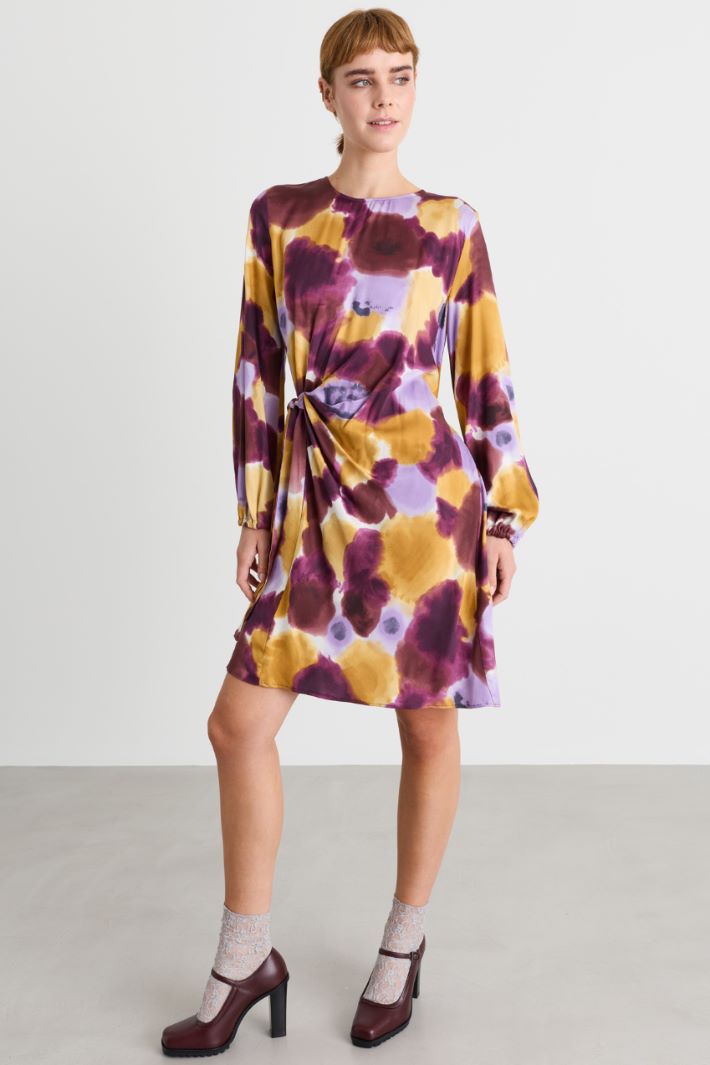 Twill dress with sash - ORANGE VIOLET - Intrend - 2