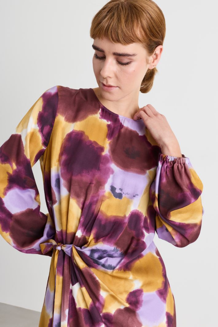 Twill dress with sash - ORANGE VIOLET - Intrend - 3