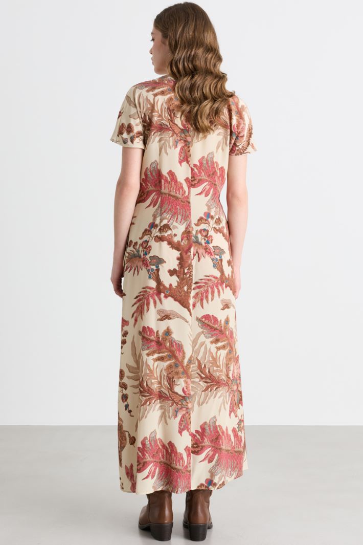Robe en crêpe de Chine imprimée - BEIGE ROUGE - Intrend - 4