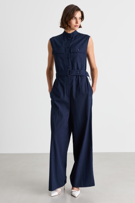Tuta in gabardina di cotone con cintura