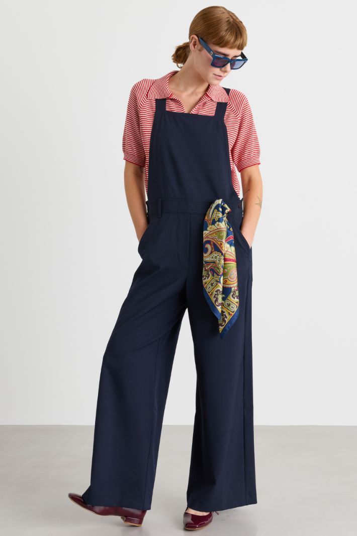 Gabardine Dungarees - BLUE - Intrend