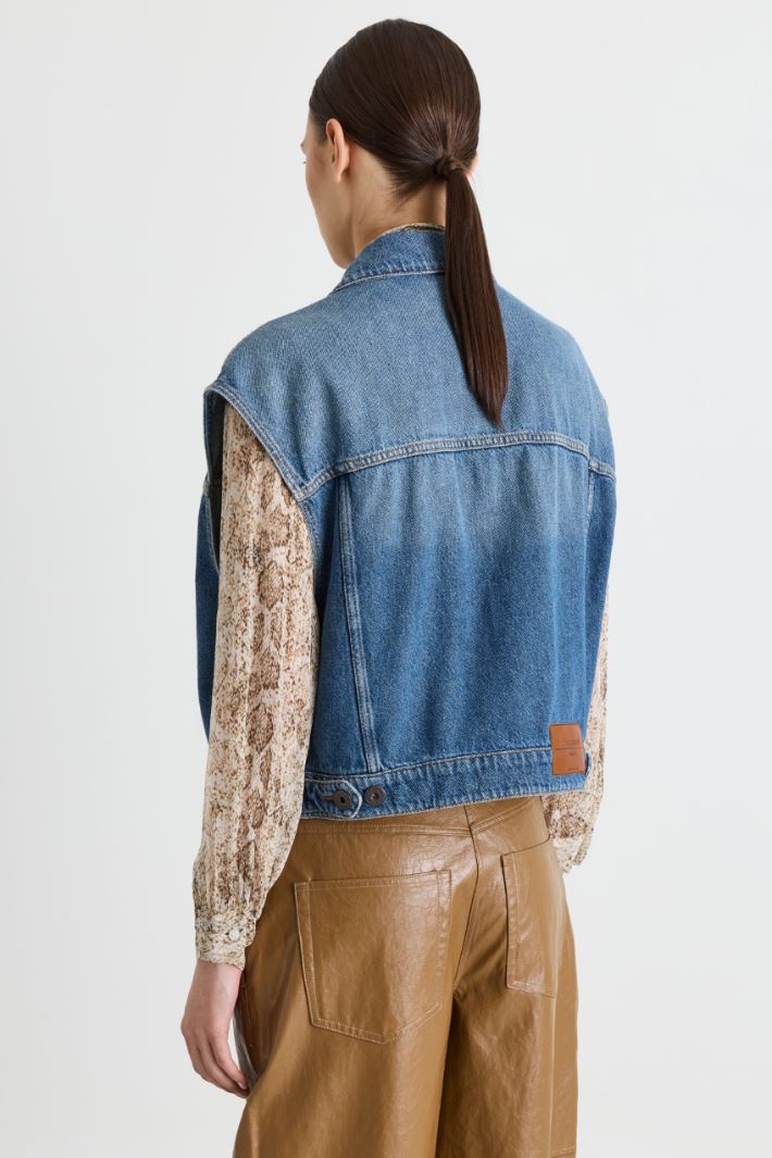 Boxy denim gilet - LIGHT BLUE - Intrend - 4