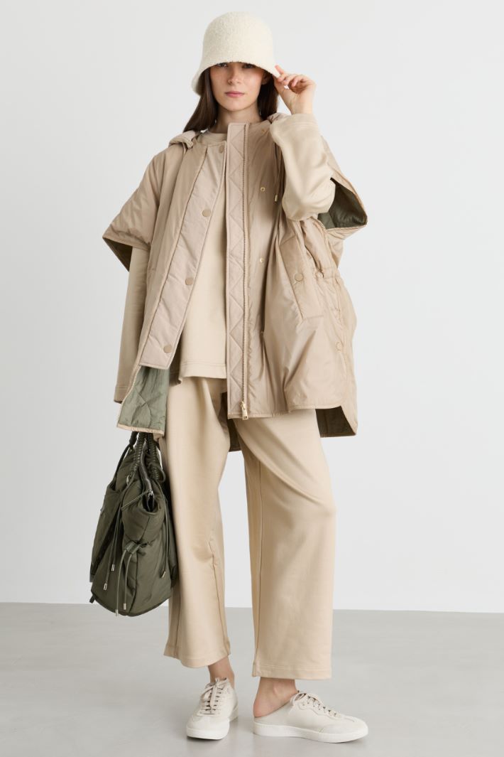 Water-Repellent Canvas Cape - BEIGE - Intrend