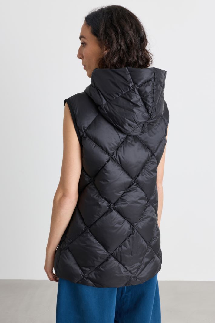 Hooded quilted gilet - BLACK - Intrend - 4
