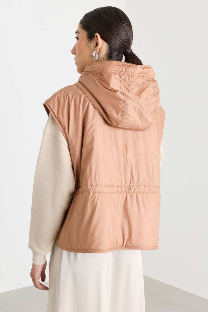 Reversible water-repellent canvas gilet - PINK - Intrend - 5