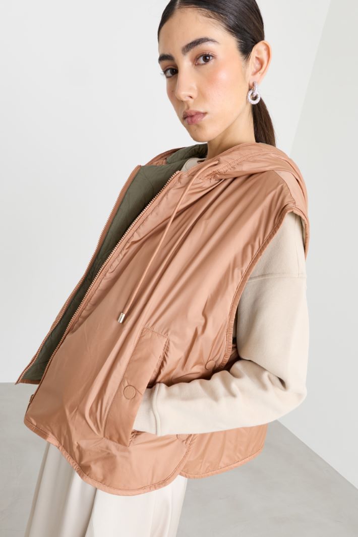Reversible water-repellent canvas gilet - PINK - Intrend - 2