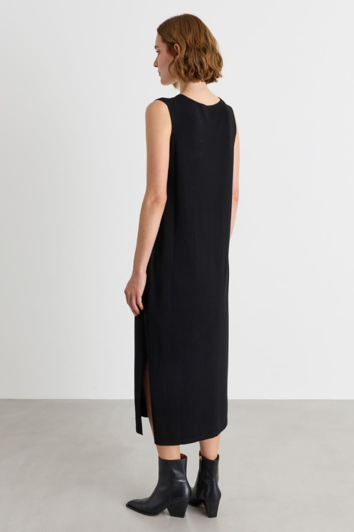 Abito in maglia con spacco laterale - NERO - Intrend - 4
