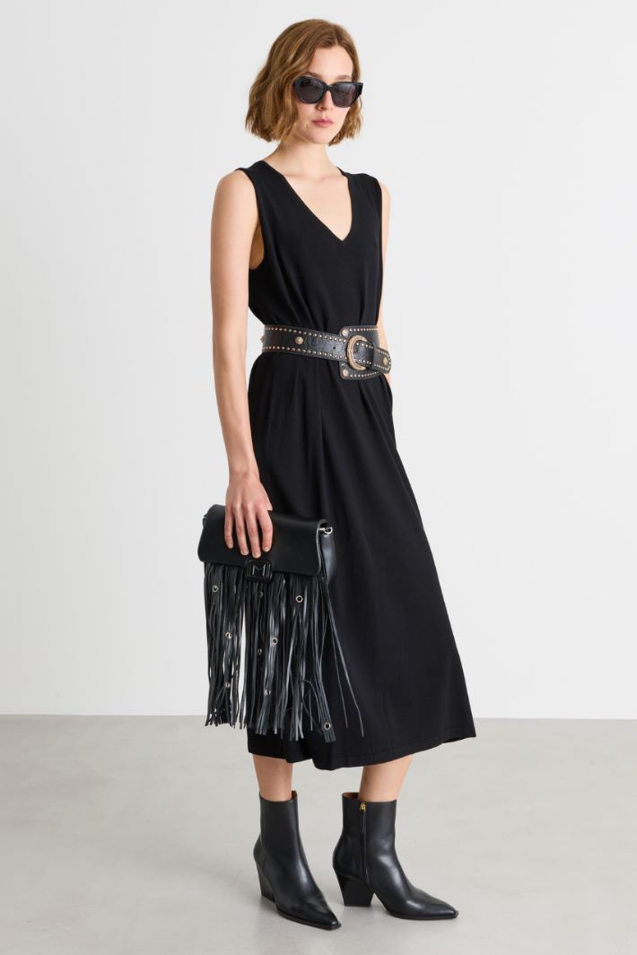 Abito in maglia con spacco laterale - NERO - Intrend