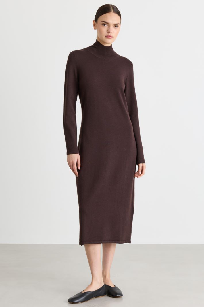 Fitted knit dress - BROWN - Intrend - 2