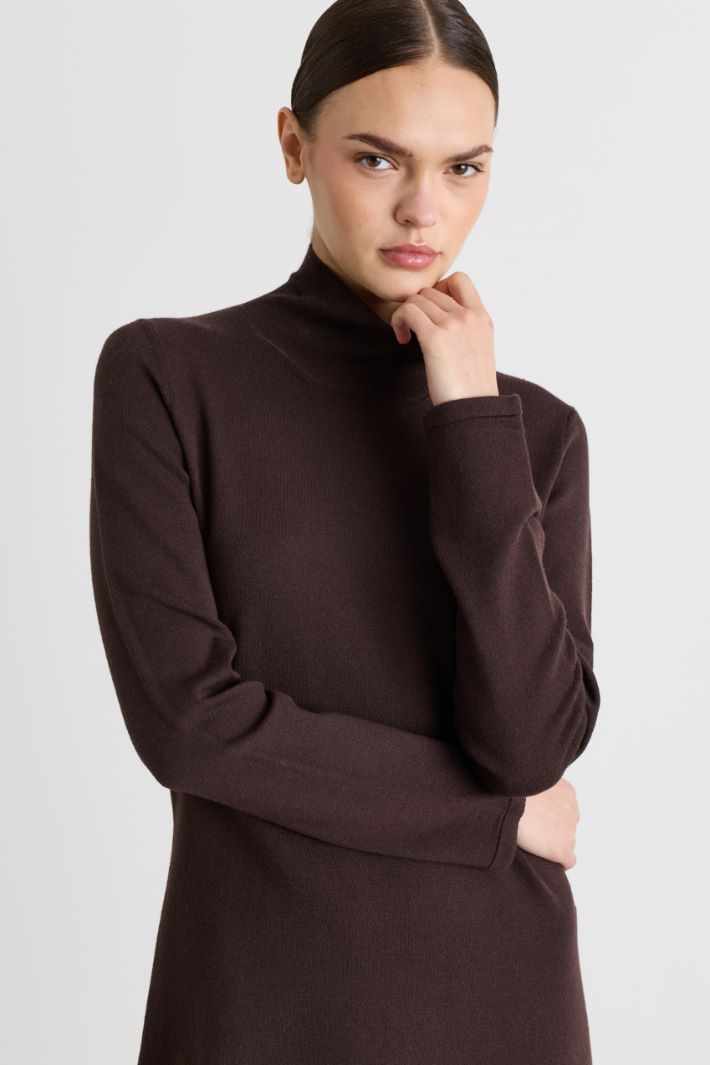 Fitted knit dress - BROWN - Intrend - 3