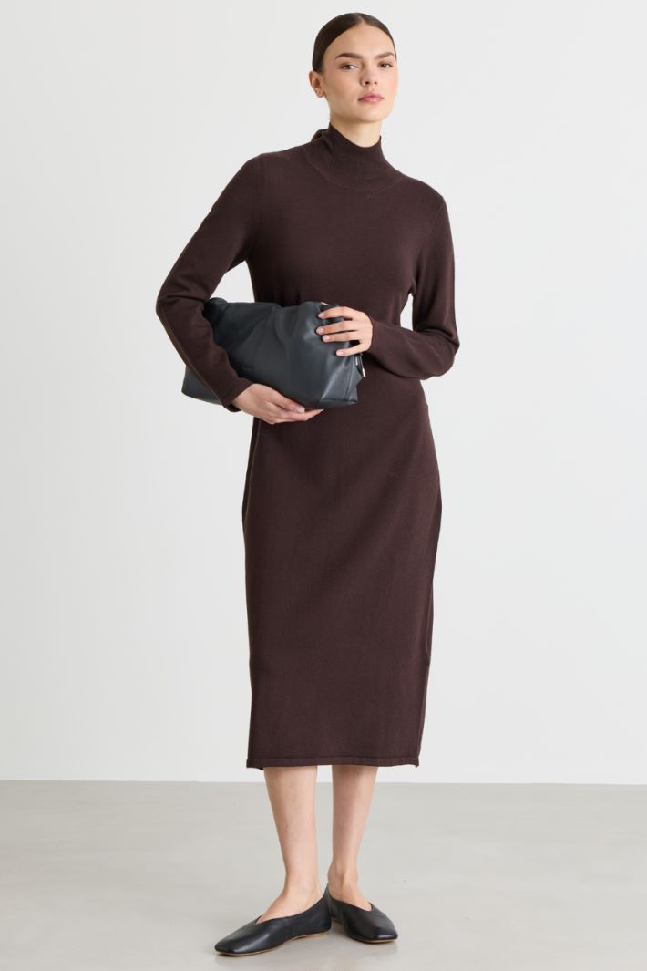 Fitted knit dress - BROWN - Intrend