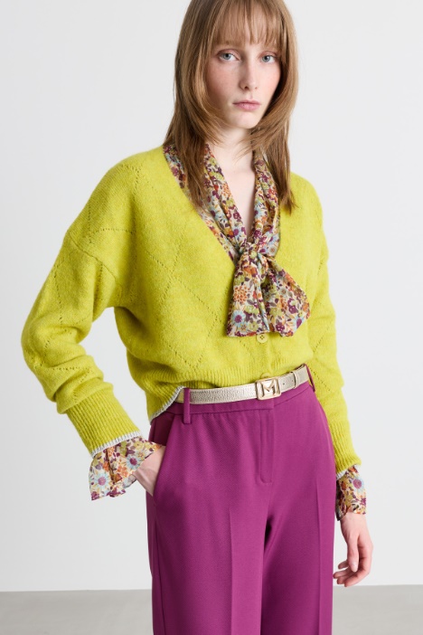 Cardigan coupe boxy en maille ajourée - Intrend