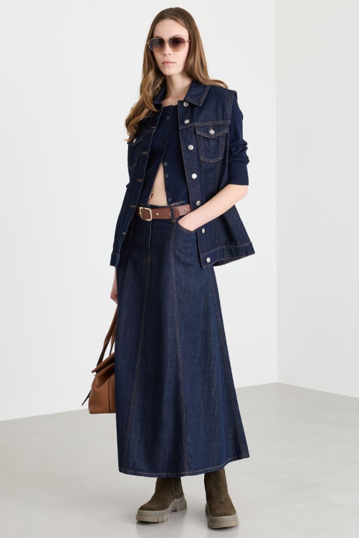 Fitted Button-Through Cardigan - BLUE - Intrend