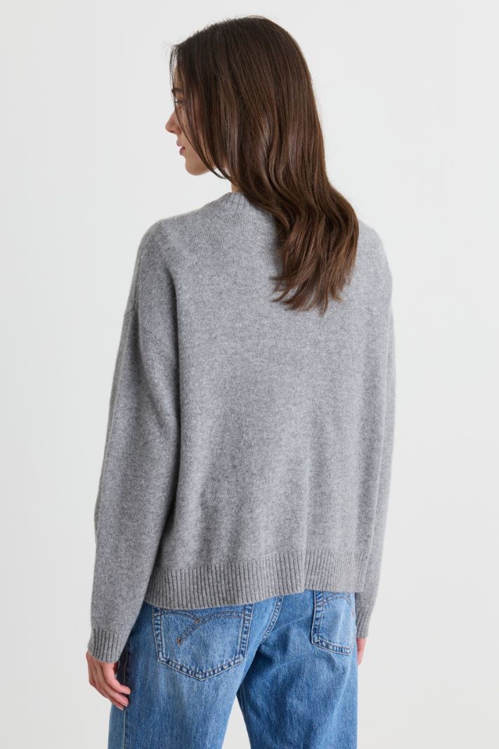 Plain-knit cashmere cardigan - GREY - Intrend - 4