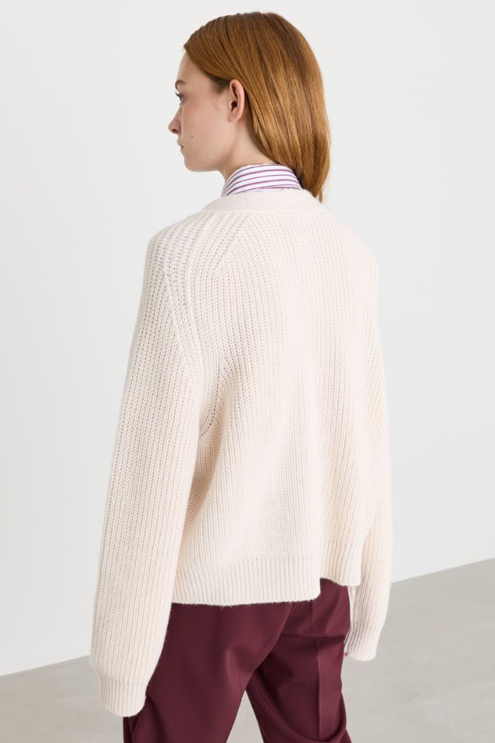 Boxy open-front cardigan - WHITE - Intrend - 4