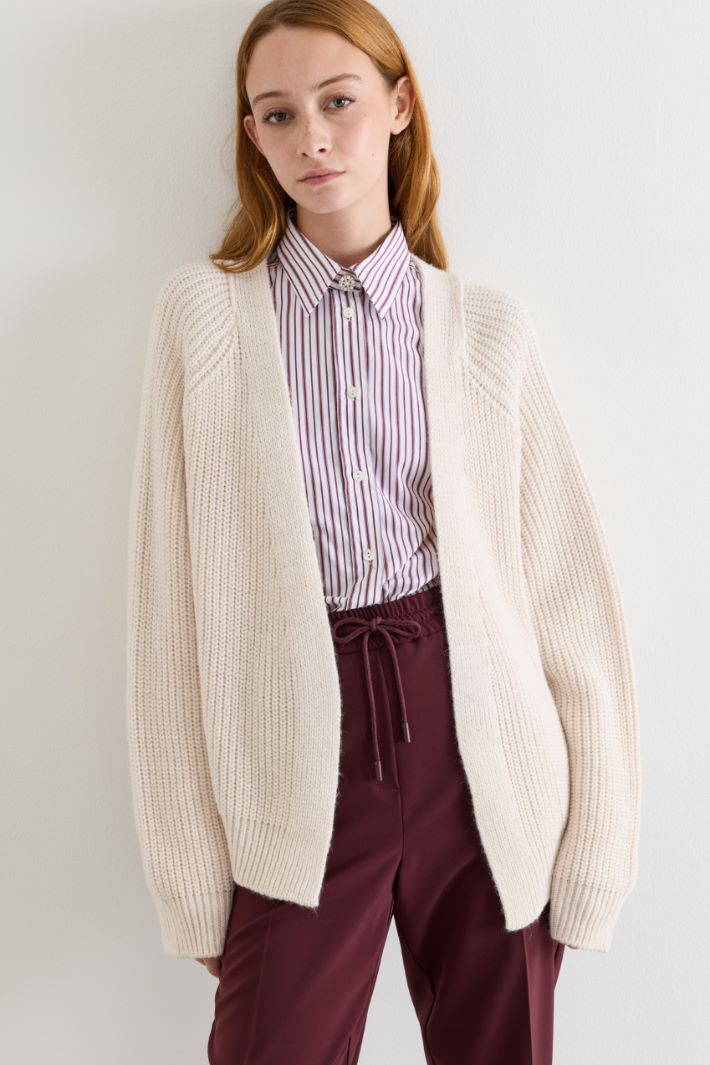 Boxy open-front cardigan - WHITE - Intrend - 3