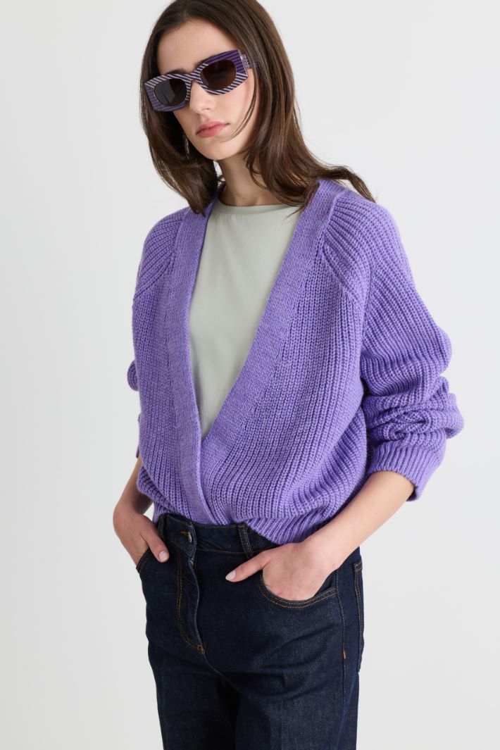 Offener Boxy-Cardigan - LILA - Intrend - 2
