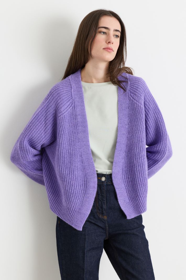 Offener Boxy-Cardigan - LILA - Intrend - 3