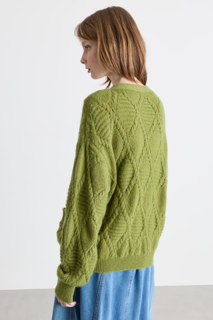 Cardigan with welt pockets - GREEN - Intrend - 3