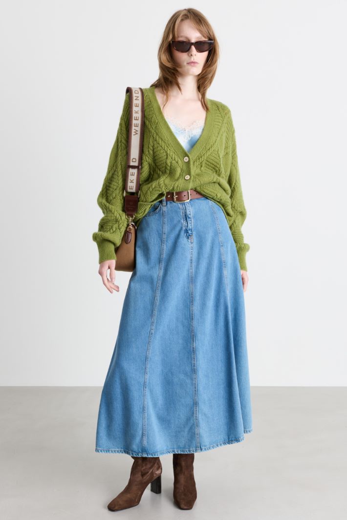 Cardigan with welt pockets - GREEN - Intrend