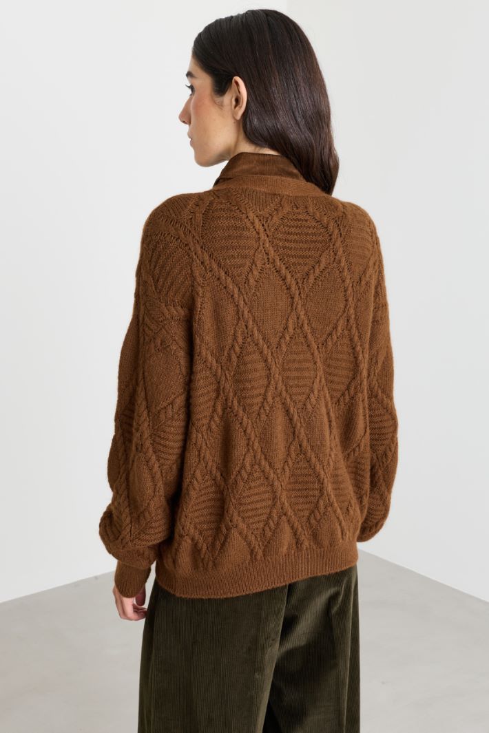 Cardigan with welt pockets - BROWN - Intrend - 4