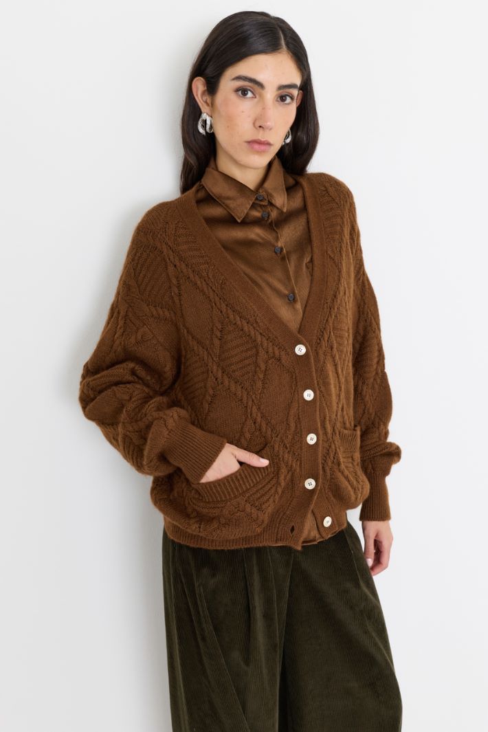Cardigan with welt pockets - BROWN - Intrend - 2